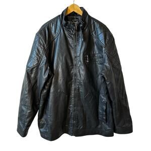 Brave Soul London Men’s Faux Vegan Leather Motorcycle Jacket Black Size 2X Biker
